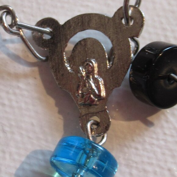 Vintage Rosary, Sapphire Blue & Black Beads, Ave Maria, Crucifix, - Picture 5 of 13